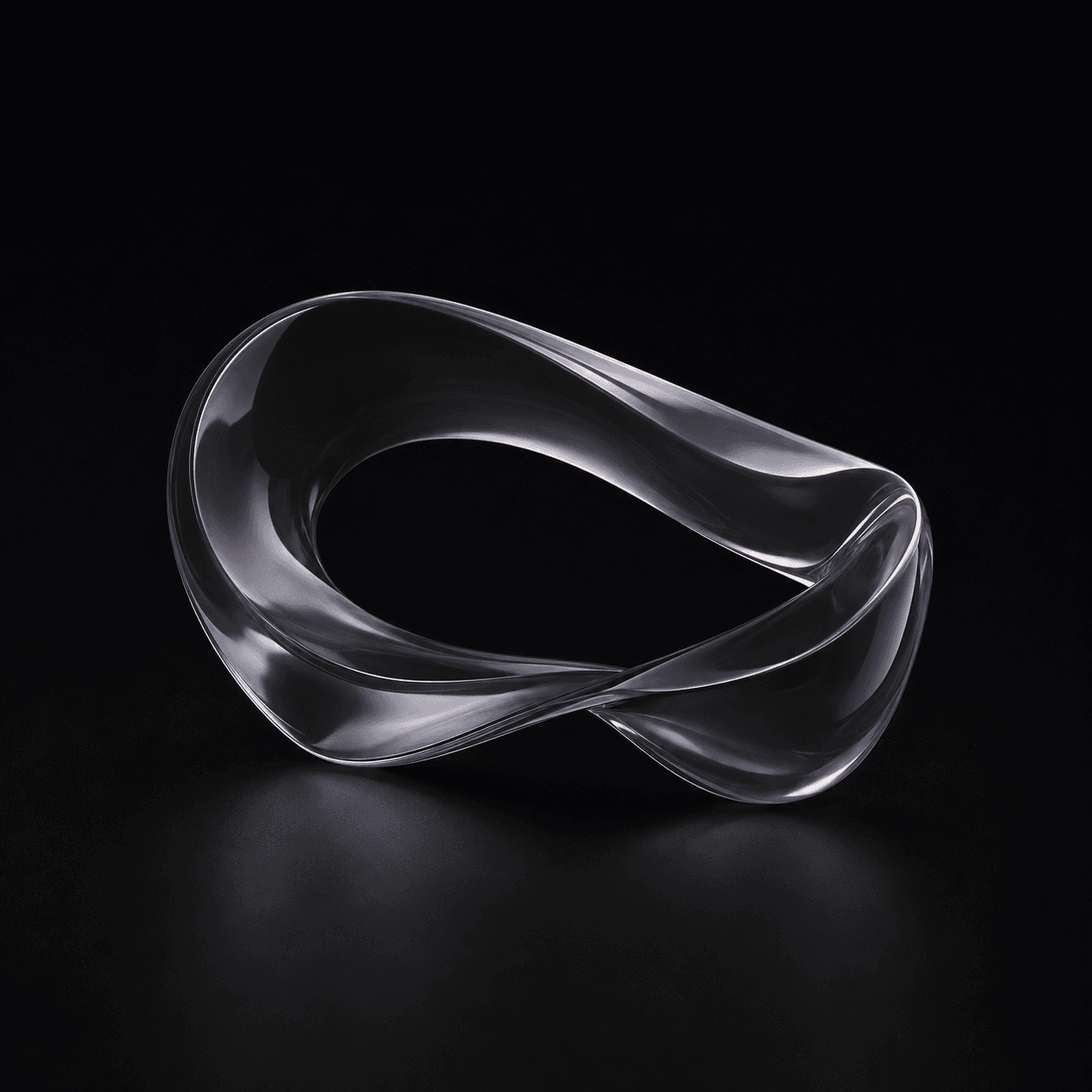 Abstract platinum glass sculpture representing Soul OS